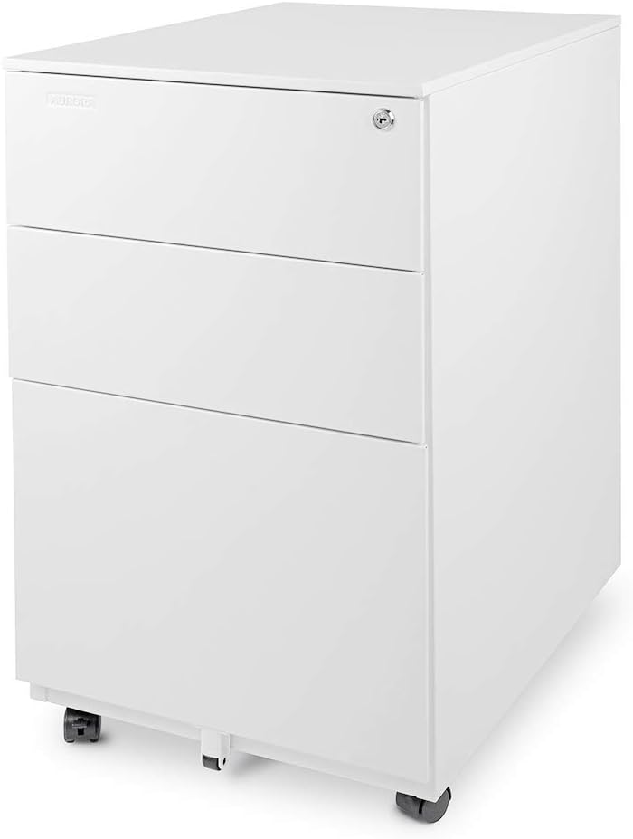 White 2-Drawer Metal File Cabinet with Lock X6489