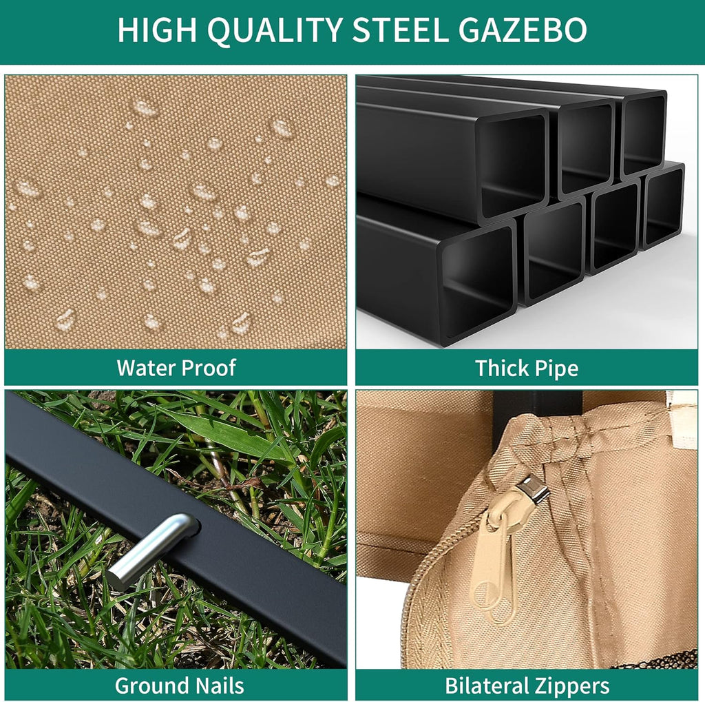 10x10 Steel Canopy with Mosquito Netting Q646