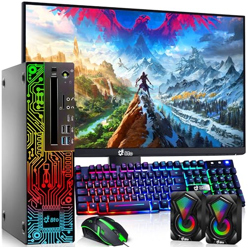 RGB Gaming Desktop PC Intel i5 8th Gen 16GB Ram 512GB SSD NVIDIA GeForce GT 1030 DDR5 24 inch Monitor WiFi Windows 11 Pro Renewed E274135