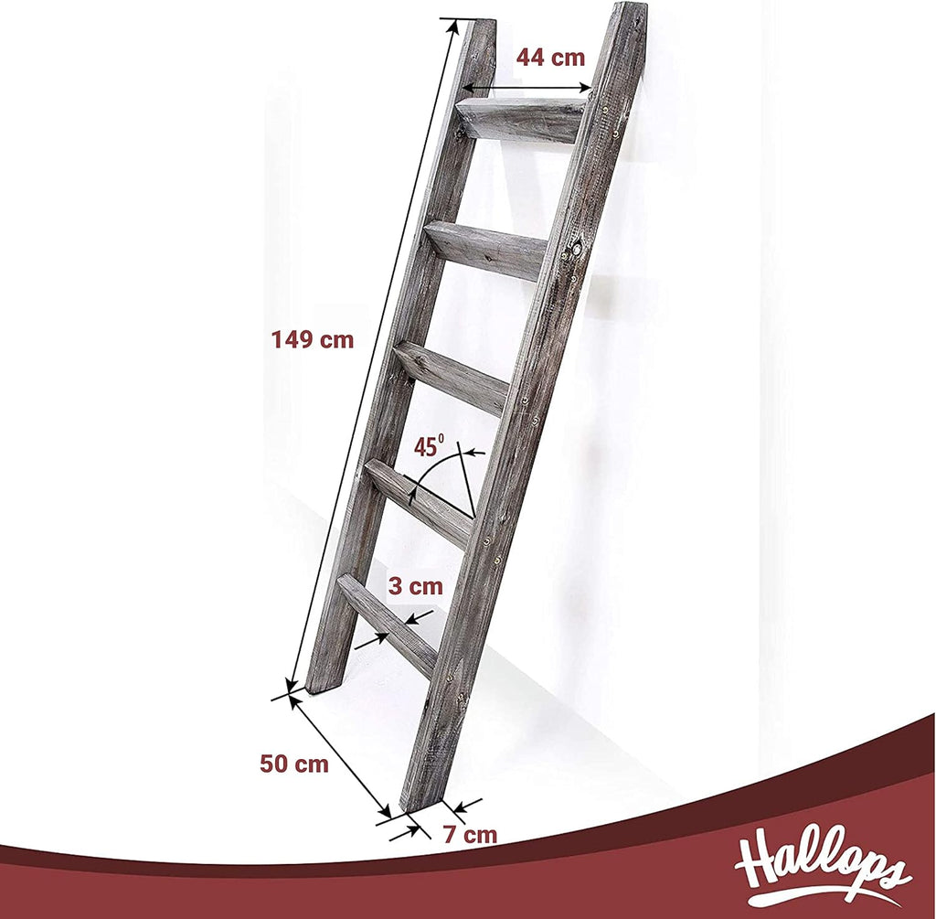 Gray White Wood Ladder Shelf F590596