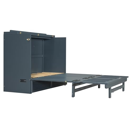 Gray Full Size Murphy Bed with Storage Drawer O66539