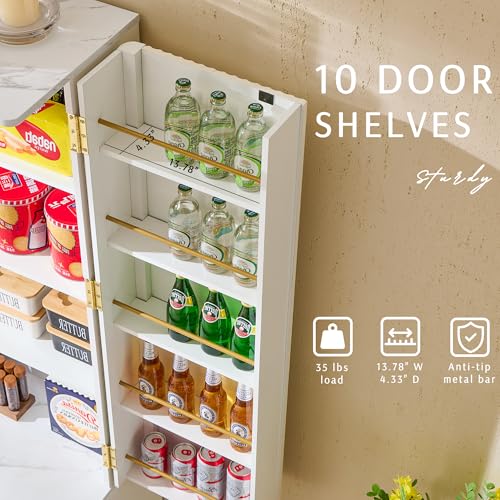 72" Dark Grey Wood Pantry Cabinet with 10 Door Shelves & 2 Drawers Q89655