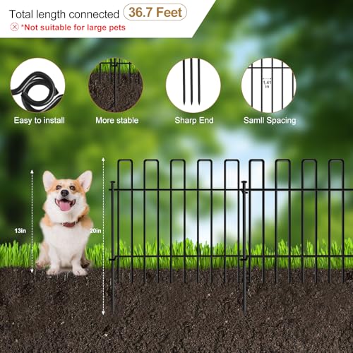 No Dig Animal Barrier Fence, 13in x 37ft Rustproof Metal Garden Edging Y3980