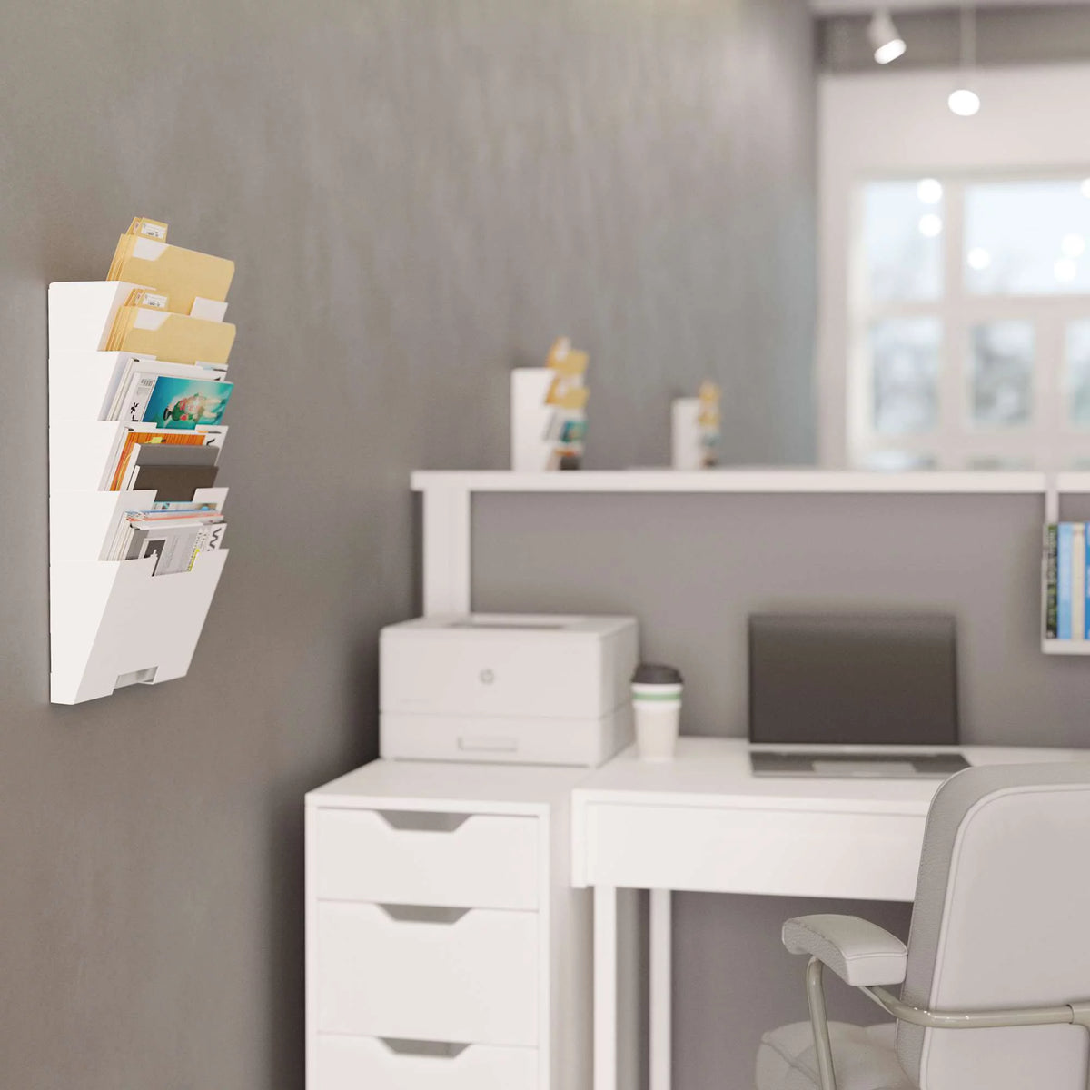 5-Tier White Metal Wall File Holder Organizer H676674