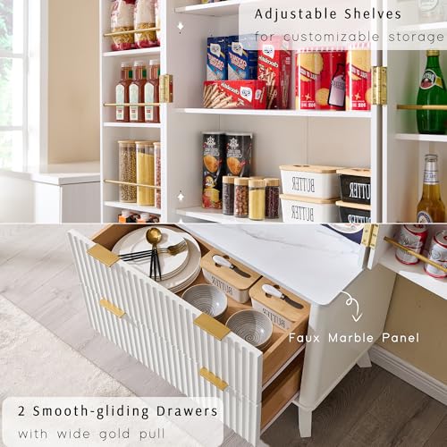 72" Dark Grey Wood Pantry Cabinet with 10 Door Shelves & 2 Drawers Q89655