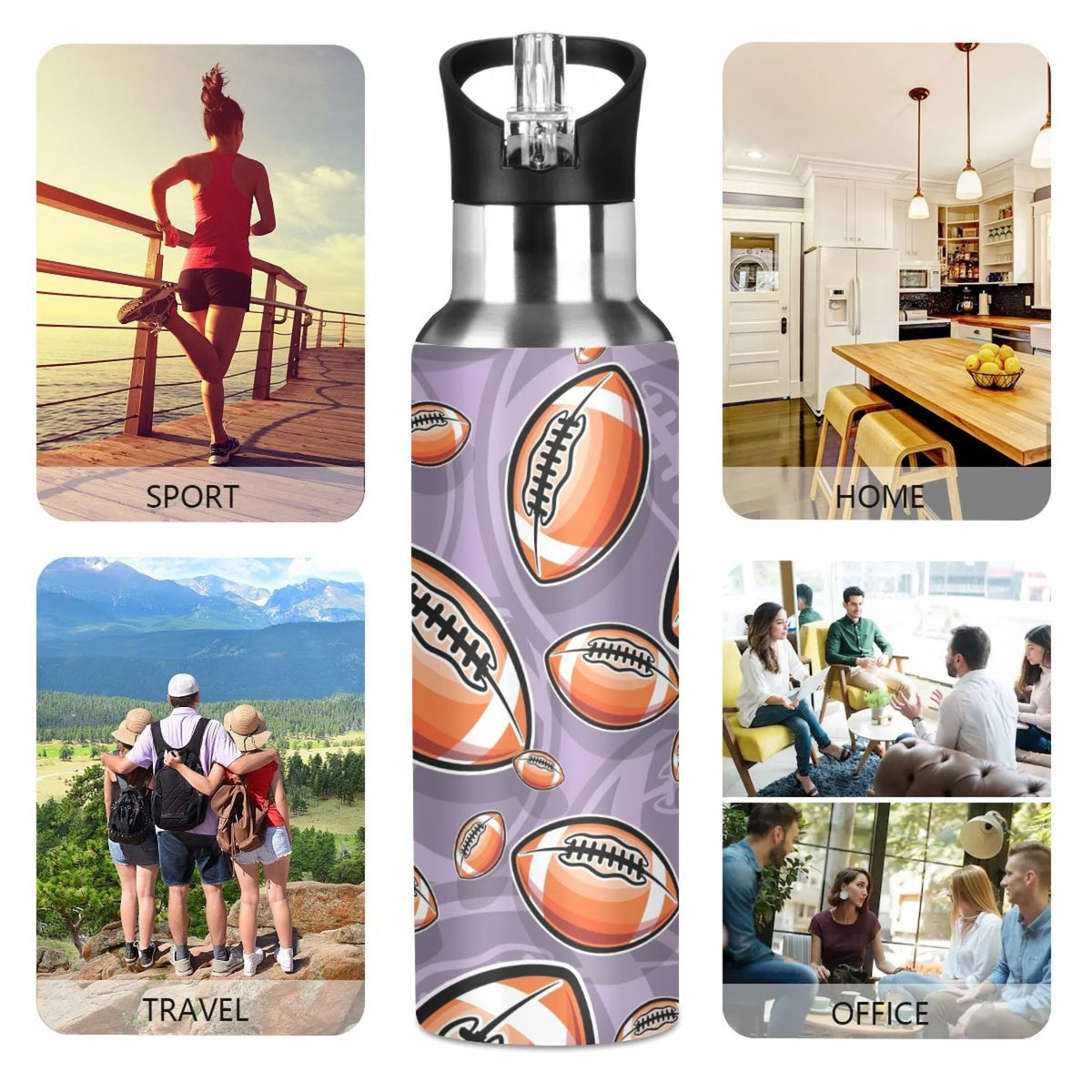 20 oz Insulated Stainless Steel Water Bottle with Straw Lid D77614