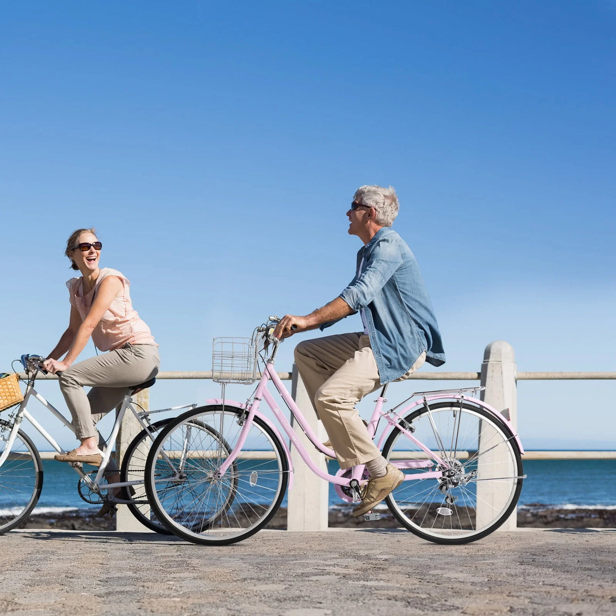 26 inch Commuter Bicycle with 7-speed, Baskets, Pink E374