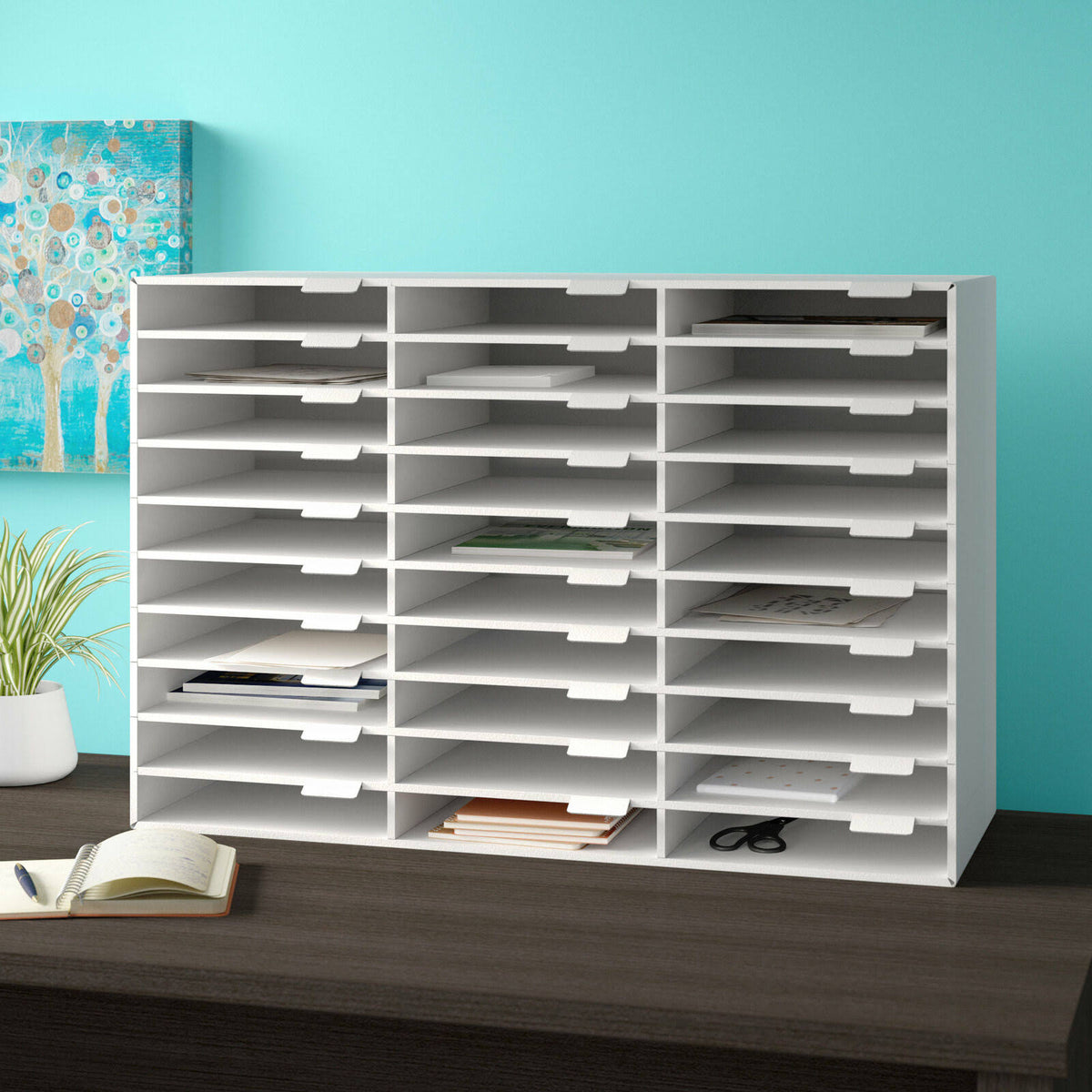 White 30 Slot File Organizer L8900