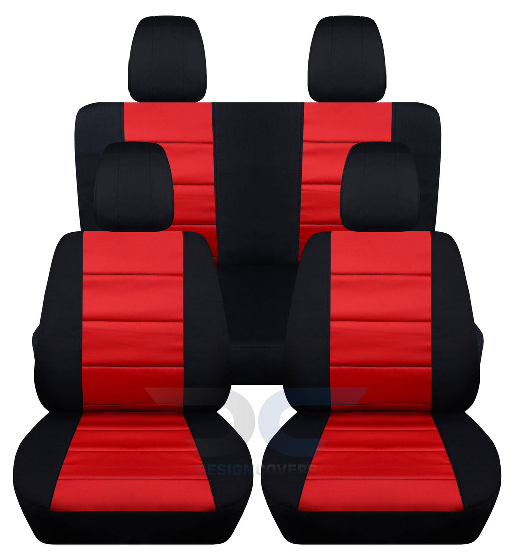 Black and Red Cotton Seat Covers for Jeep Wrangler JK 2-Door J2648