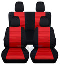 Black and Red Cotton Seat Covers for Jeep Wrangler JK 2-Door J2648