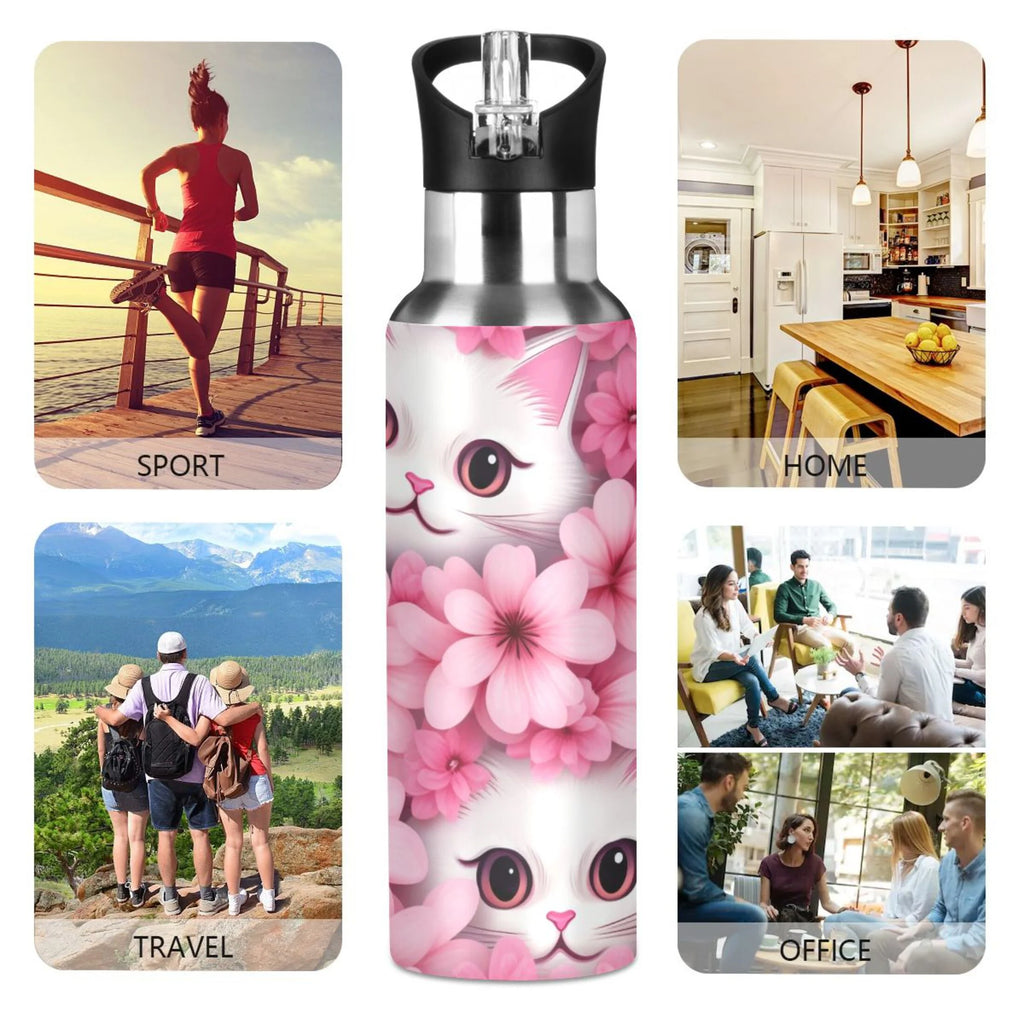 Insulated Stainless Steel Water Bottle with Straw Lid 20 oz X694