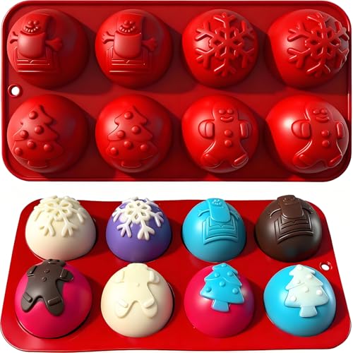 2 Pcs 8-Cavity Christmas Hot Cocoa Bomb Silicone Mold W421