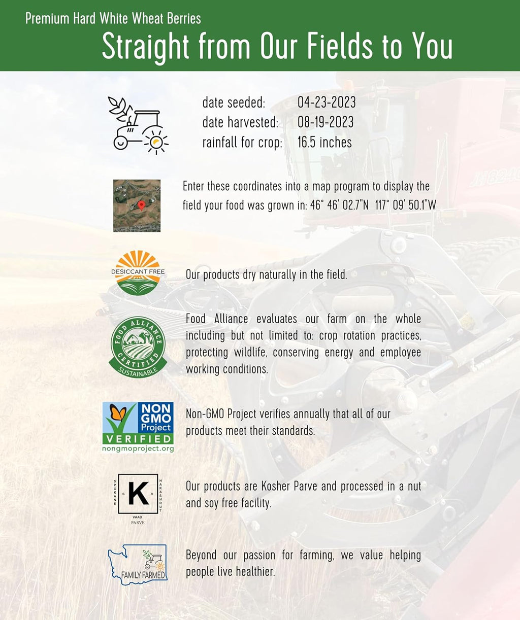 25 LBS Hard White Wheat Berries E642124