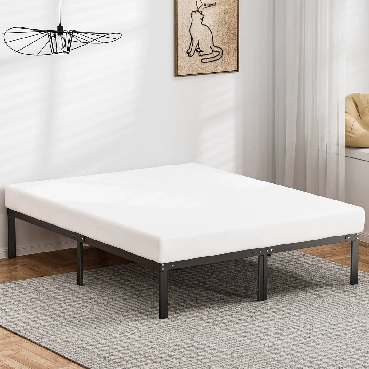 Queen Size Black Metal Platform Bed Frame U653