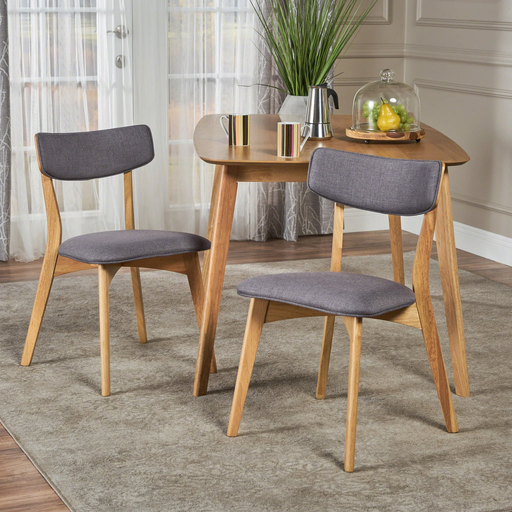 Dark Grey Fabric Dining Chairs Set of 2 L142468