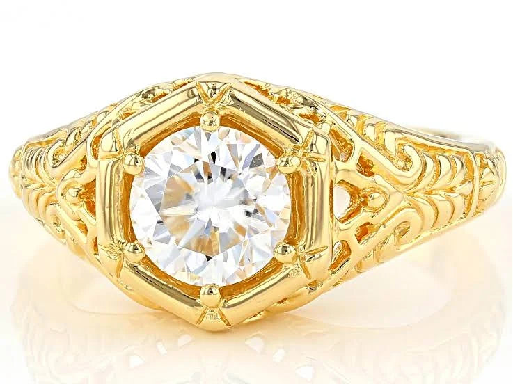 14K Yellow Gold Over Silver Moissanite Ring K997