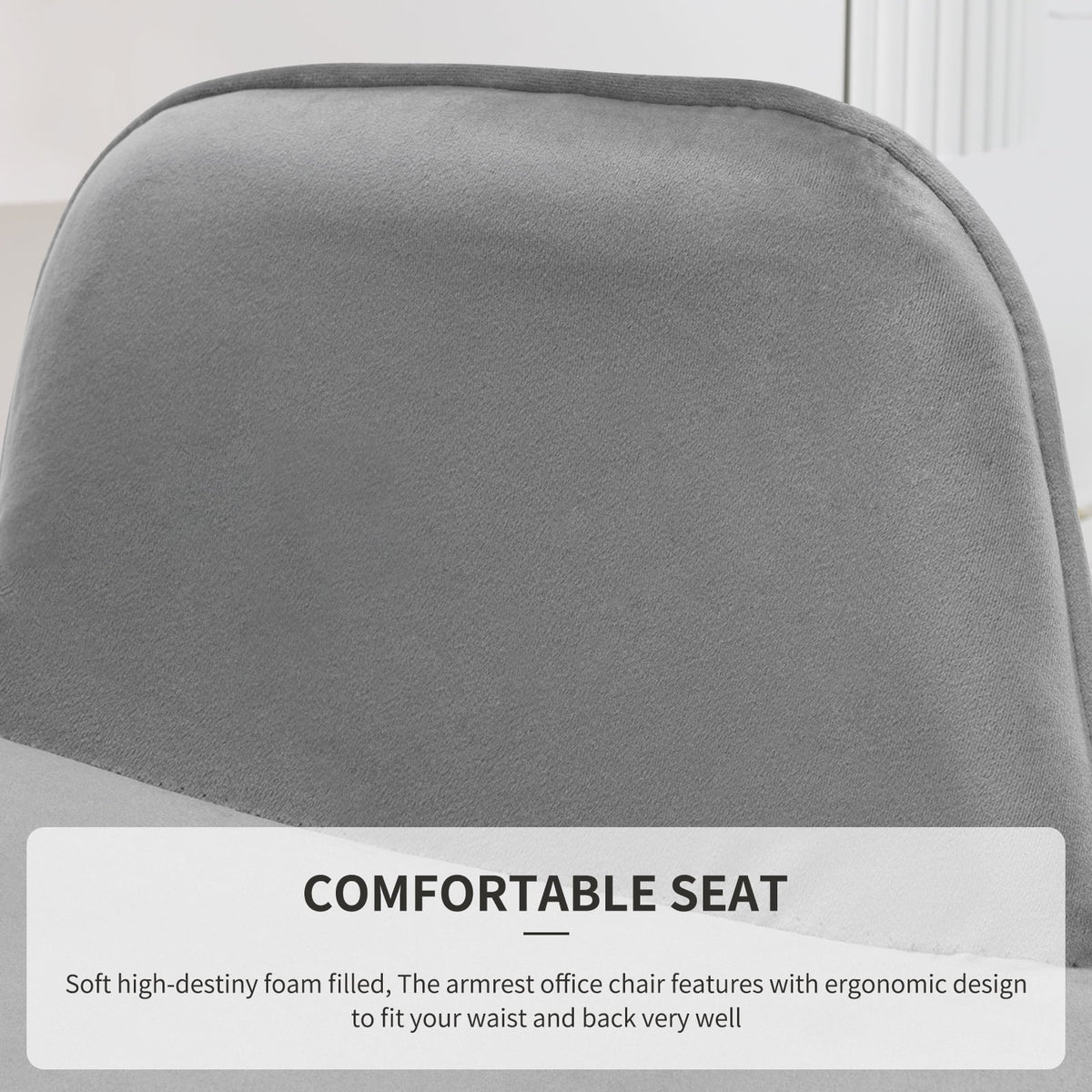 Grey Velvet Upholstered Desk Chair F6897