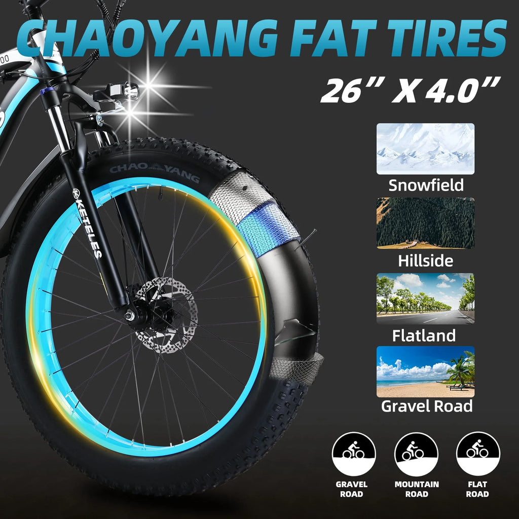 750W Electric Mountain Bike 26" Fat Tire Removable Battery O630184