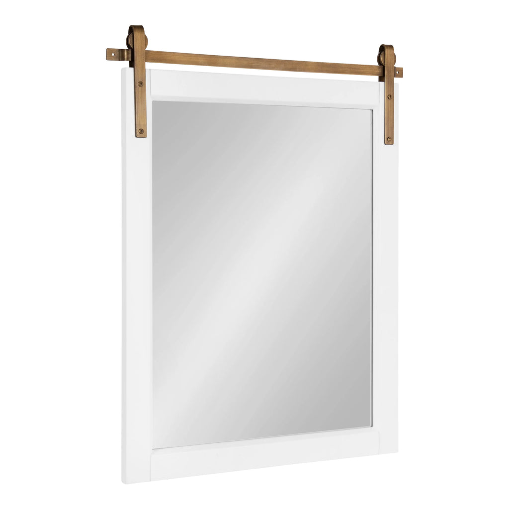 White and Antique Gold Wood Framed Wall Mirror R49056