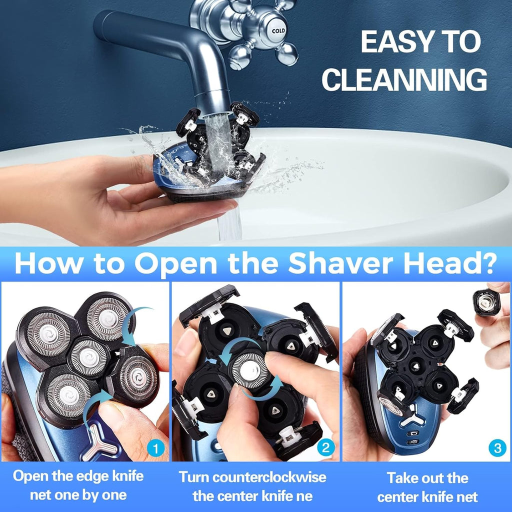 5 in 1 Cordless Waterproof Electric Rotary Head Shaver K875367