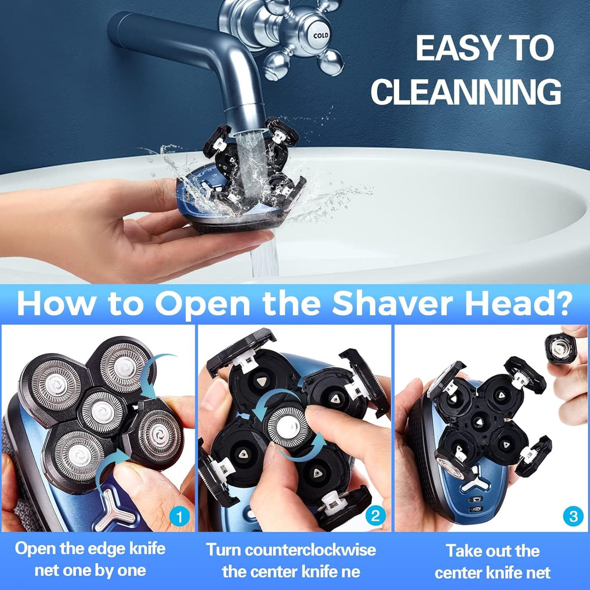 5 in 1 Cordless Waterproof Electric Rotary Head Shaver K875367