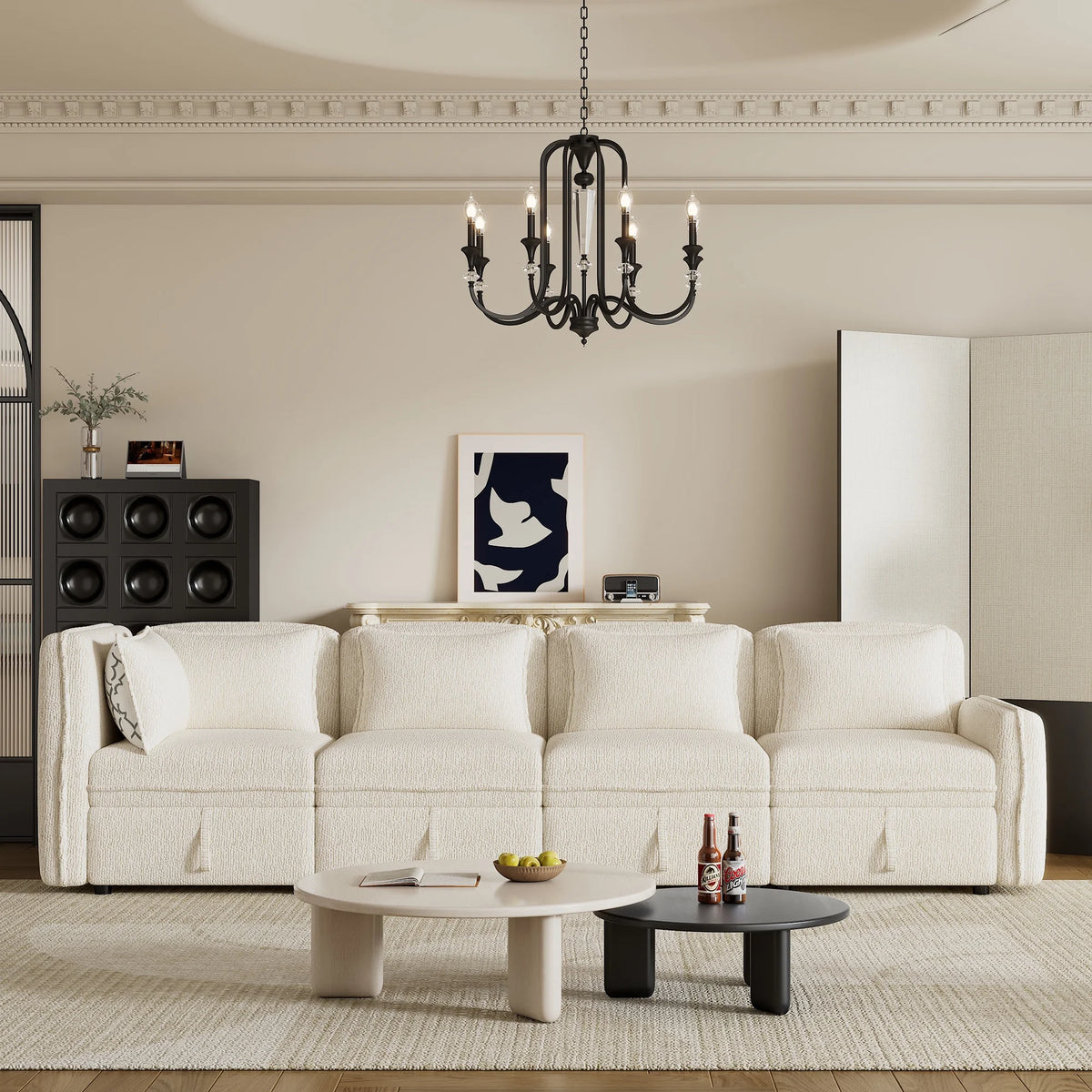 Oversized Chenille Sectional Sofa with Storage S465570