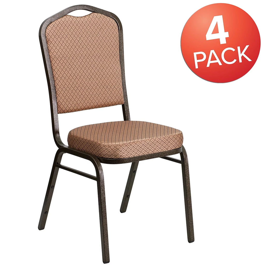 4 Pack Gold Diamond Patterned Fabric Stacking Banquet Chair A60246