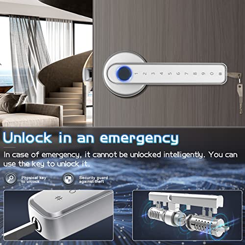 Silver Keyless Entry Door Lock with Handle P7302