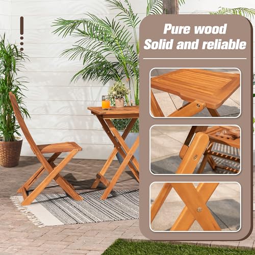 3 Piece Acacia Wood Folding Patio Bistro Set R5148
