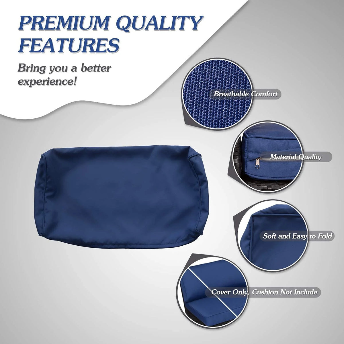 7 Pcs Outdoor Patio Wicker Sofa Chair Cushions Pillow Replacement Covers, Dark Blue Q86706