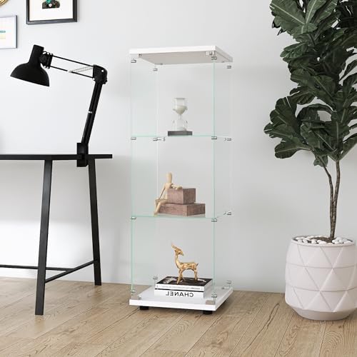 White 3 Shelves Glass Display Cabinet U15844