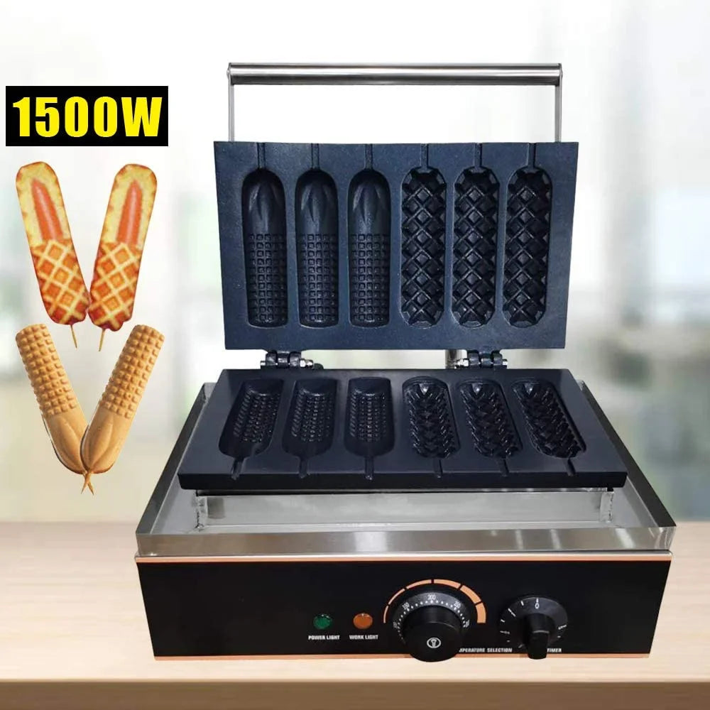 6 PCS Non Stick Stainless Steel Electric Waffle Maker 1500W U556