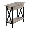 Flip Top End Table with Charging Station Sandstone/Black W319