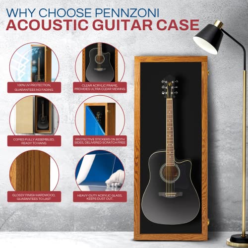 Natural Oak Acrylic Acoustic Guitar Wall Display Case W31169