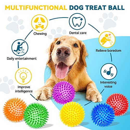 4.5'' Squeaky Dog Toy Balls, Spiky Dog Balls, Durable Puppy Chew Toys, BPA Free Non-Toxic (Purple) L960432