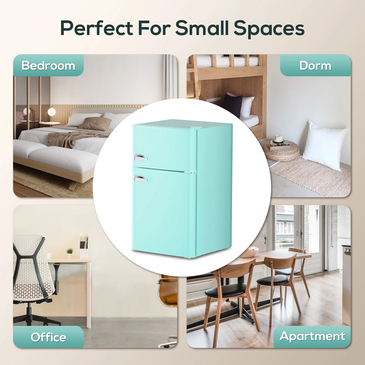 Mini Refrigerator 3.2Cu.Ft Compact Fridge 2-Double Doors with a Freezer I20151