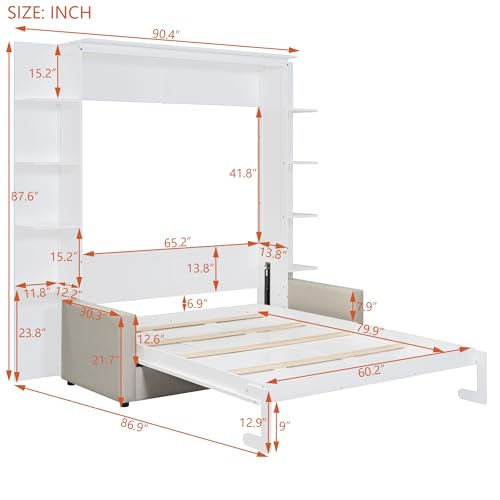 Queen Size Gray Murphy Bed with Sofa Cushion Z825373
