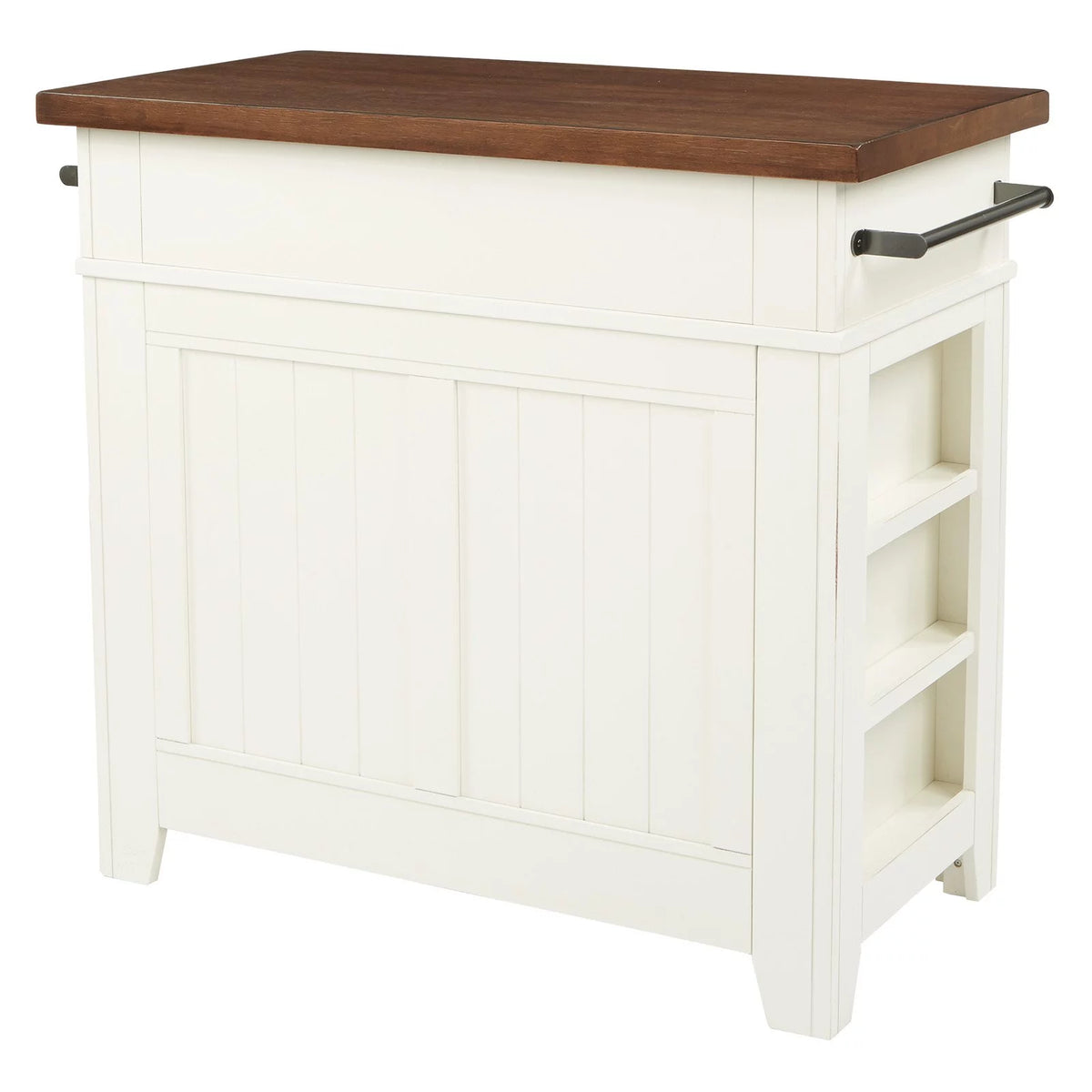 Black Kitchen Island with Vintage Oak Top E70097