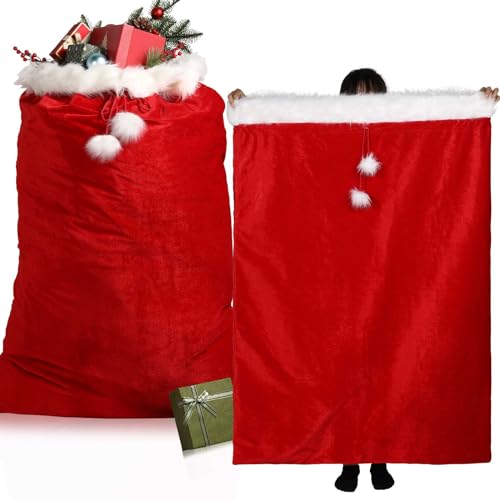 2 Pcs 56 x 36 Inch Extra Large Velvet Santa Gift Bag with Drawstring G541068