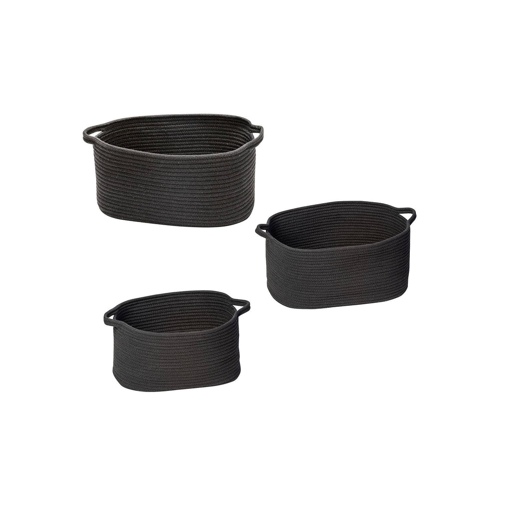 Black Cotton Coil Baskets Set of 3 Y842