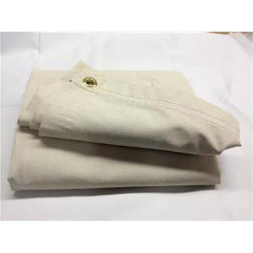 White 6 by 8 Feet Waterproof Canvas Tarp with Rustproof Grommets F6870