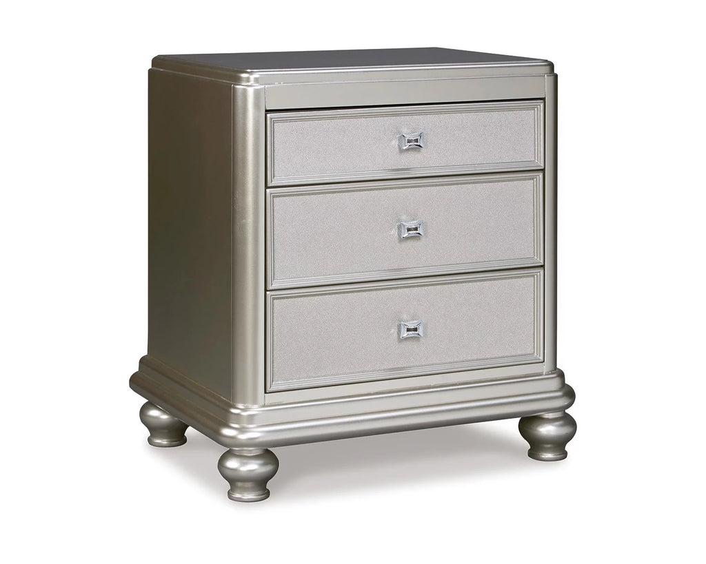 Silver 3 Drawer Nightstand D618061