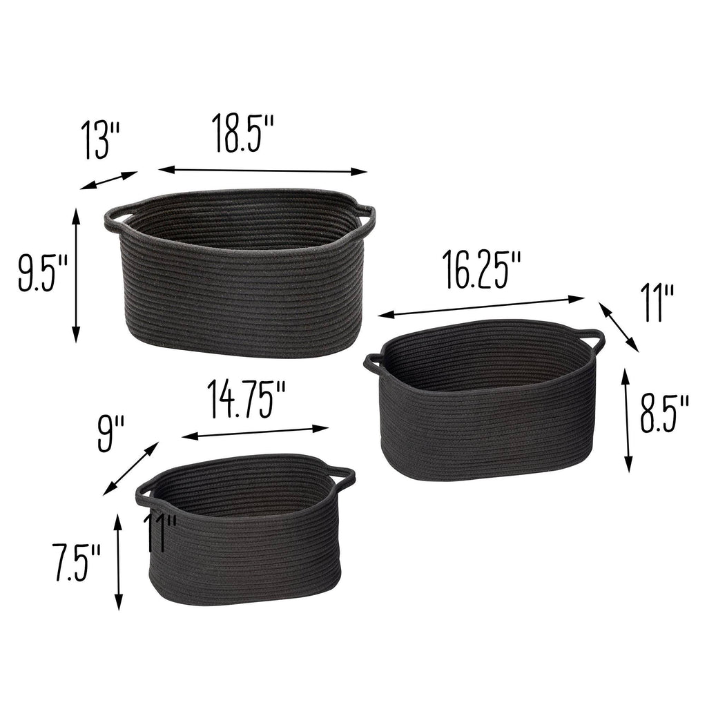 Black Cotton Coil Baskets Set of 3 Y842