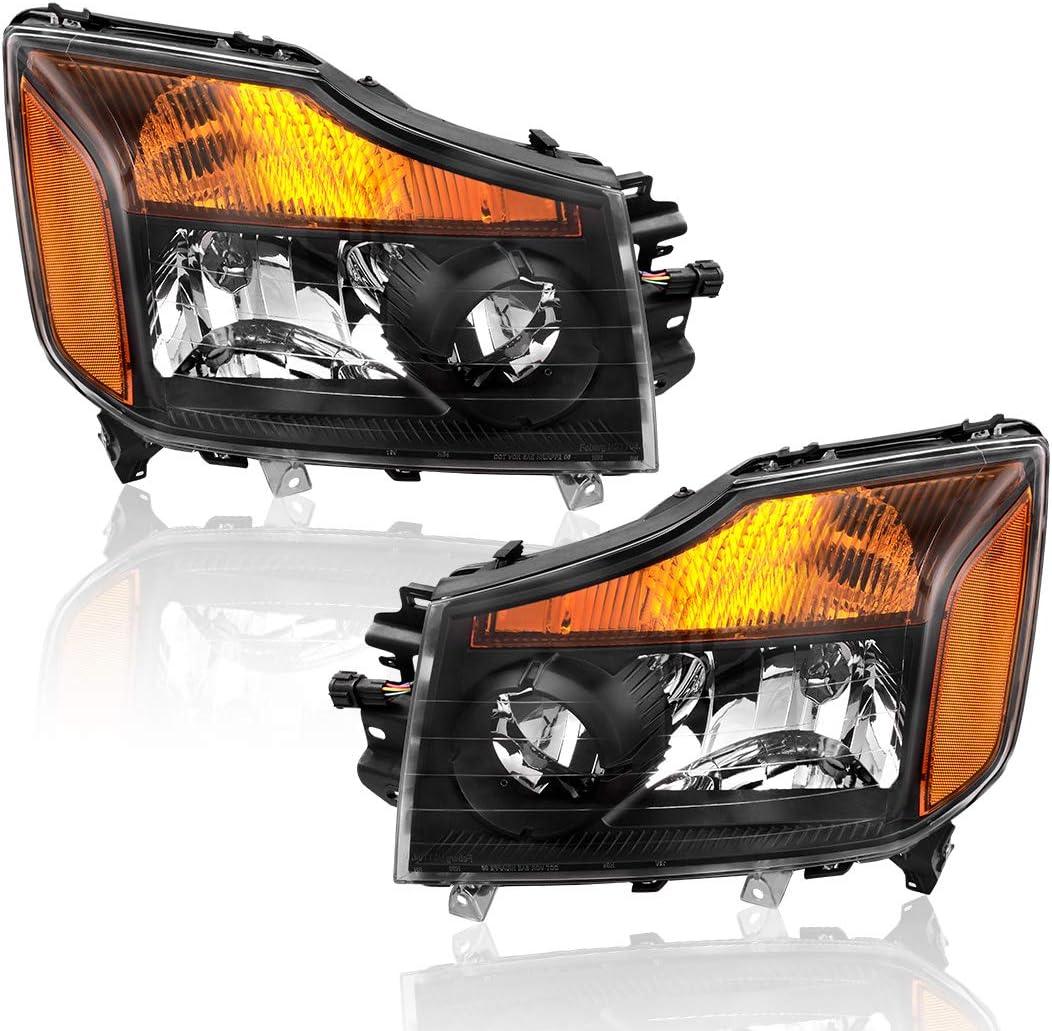 Headlight Assembly Black Housing with Amber Reflector K3325