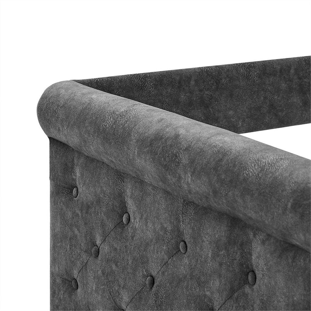 Gray Upholstered Tufted Sofa Bed With Rollers C521