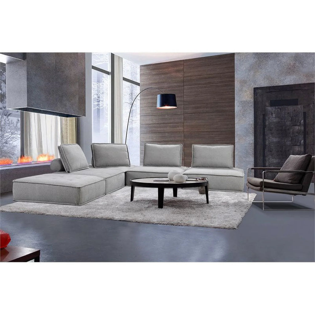 5-Piece Modern Fabric Modular Sectional Sofa in Gray J6228