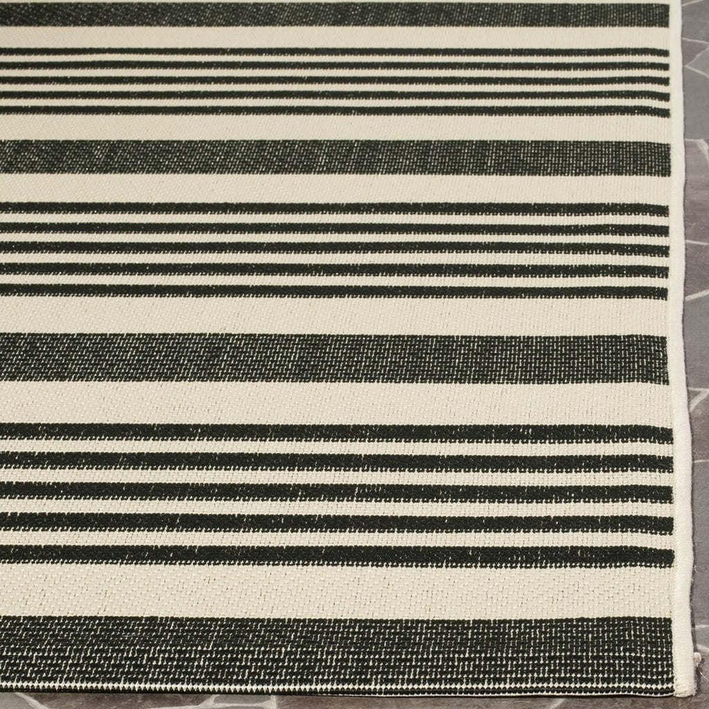 Black/Bone Striped Square Indoor/Outdoor Area Rug Y906