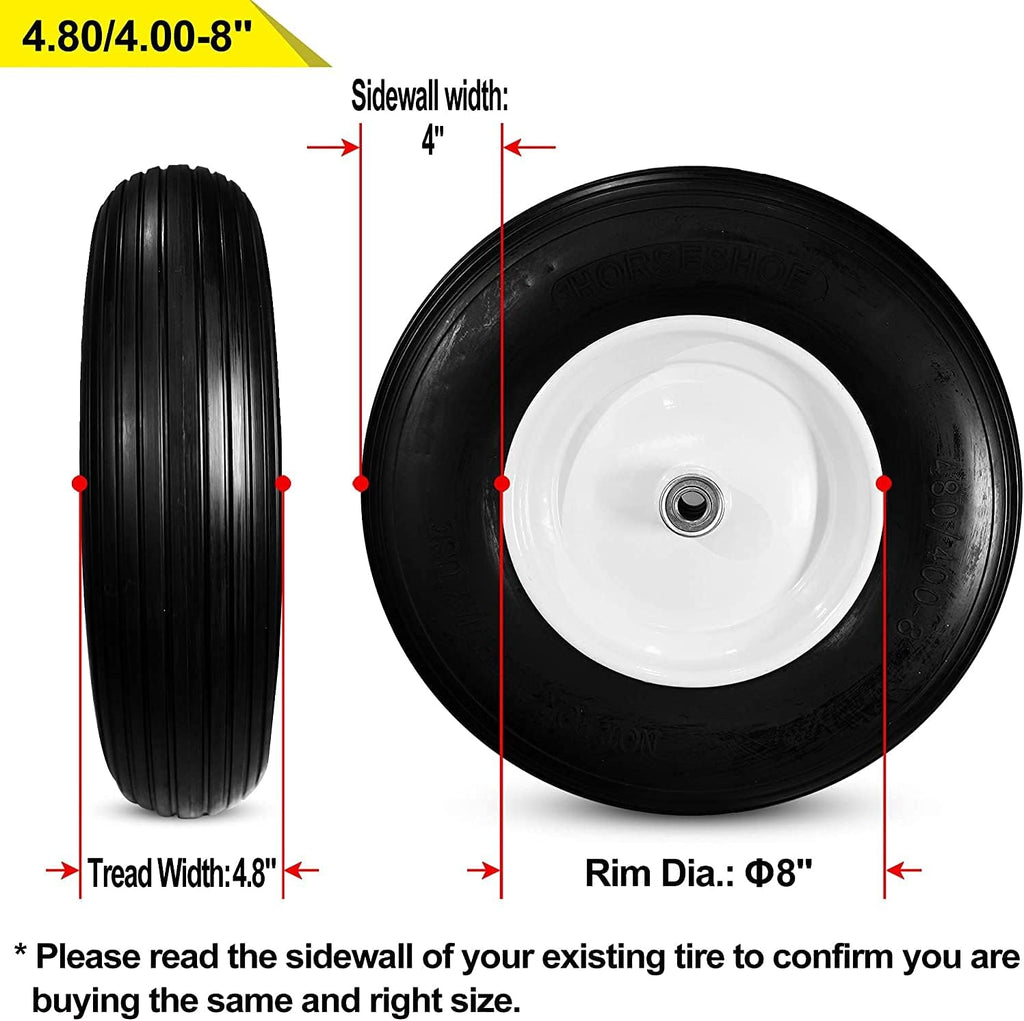 Ribbed 4.80/4.00-8 Solid Flat-Free Wheelbarrow Cart Wheel U969