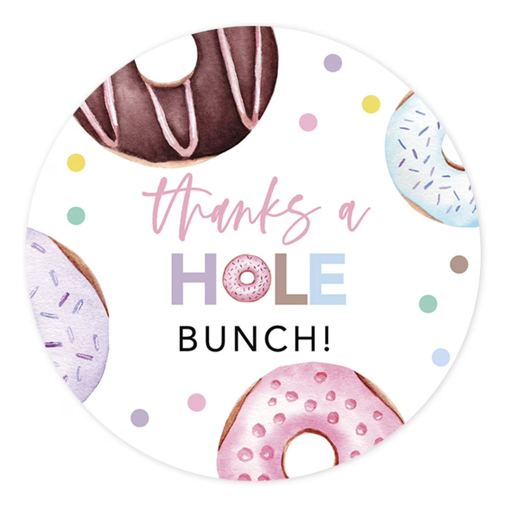 80-Pk 2-Inch Round Donut Birthday Stickers T7073