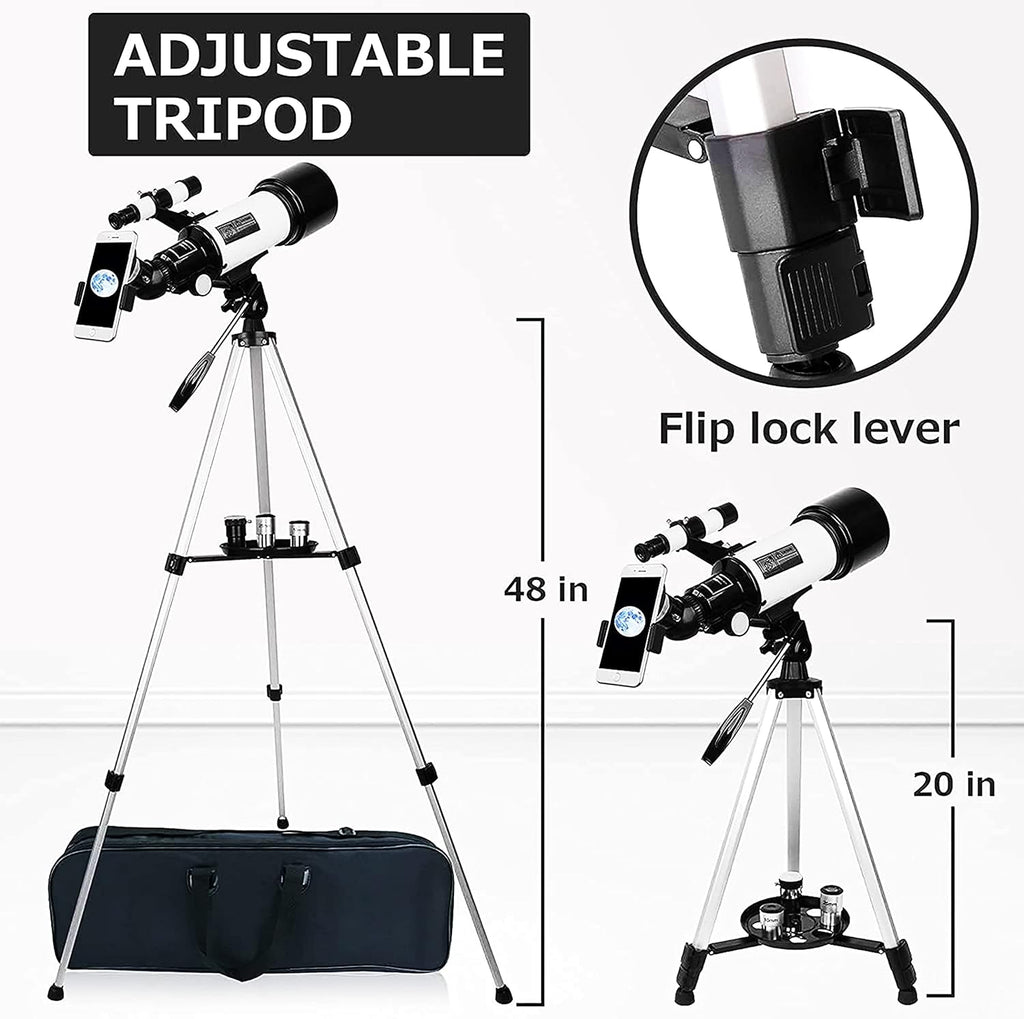 70mm Aperture 400mm AZ Mount Refracting Telescope with Phone Adapter and Wireless Remote J8240